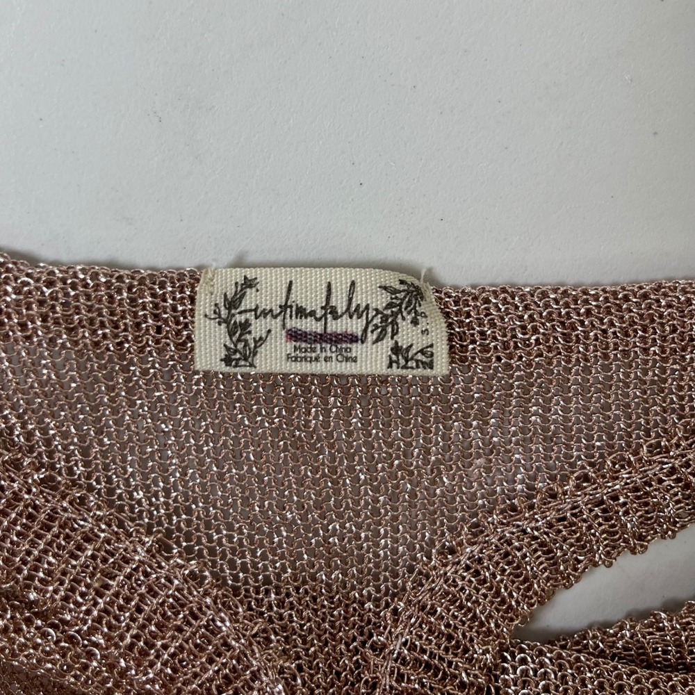Intimately Free People Tank Top Womens Small Rose Gold Metallic Mesh T Back Boho - Picture 4 of 6